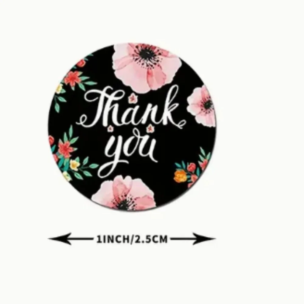 NEW 5 ROLLS OF THANK YOU MULTI COLORED FLORAL PACKAGE STICKERS (2500 TOTAL) 1